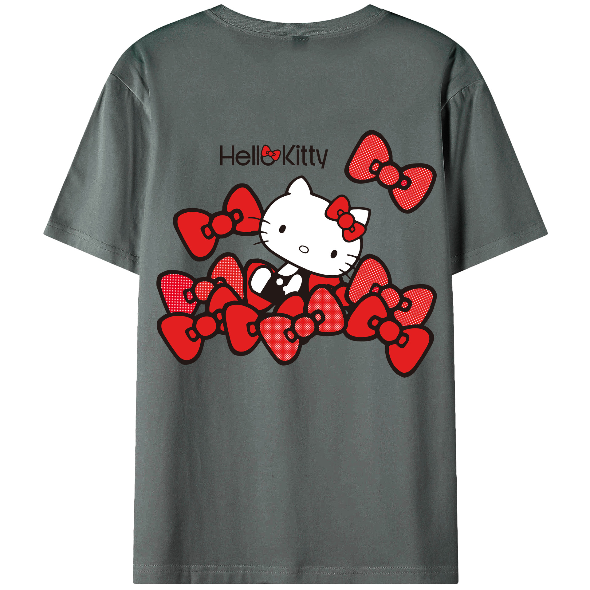（画像用） Hello Kitty ハローキティ 綿100％ メンズ半袖Tシャツ（バックプリント） 通気性
